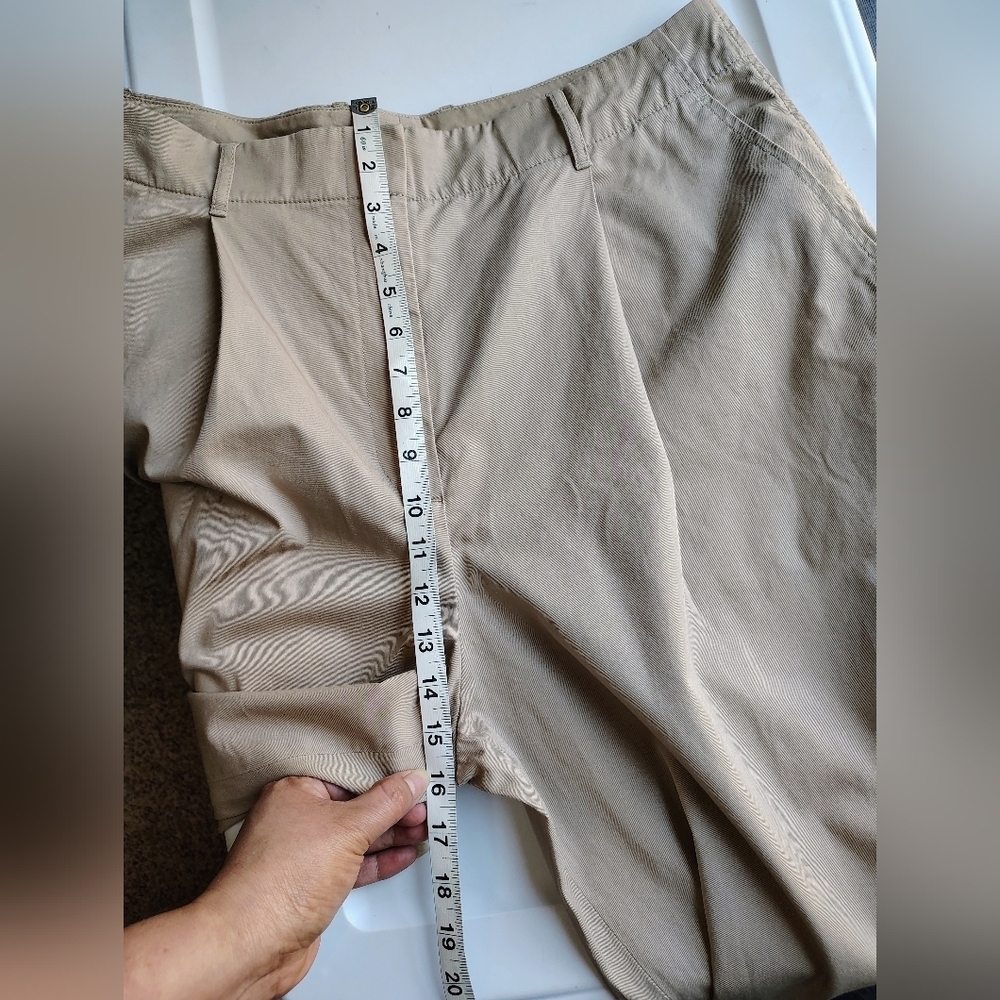 Club Monaco Pleated Cotton Twill Wide Leg high-rise khaki trousers sz 12. - Picture 16 of 17